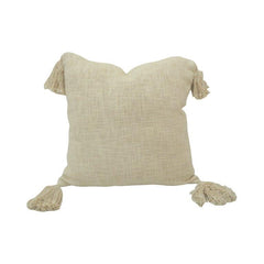 Natural Cotton Tassel Cushion Cover | Neutral Beige Decorative Pillow Cover | 45x45 cm