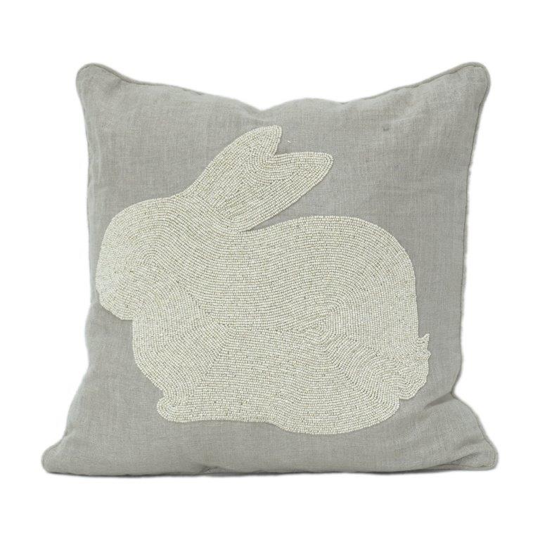 Bestickter Hasen-Kissenbezug aus Baumwolle 45x45 cm | Minimalistisches beiges Hasenmotiv | Dekorativer Kissenbezug 📝 Aktualisierte Produktbeschreibung - Bulk manufacturer & supplier from Panipat, India