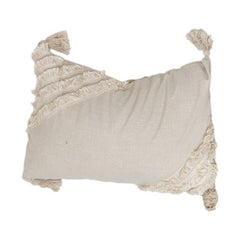 Boho Fringe Cotton Cushion Cover – Textured Handmade Throw Pillow Cover with Tassels (35 x 50 cm)