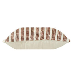 Rustic Striped Embroidered Cotton Cushion Cover | Handwoven Look | Neutral Boho Décor Pillow Cover 18x18 Inch