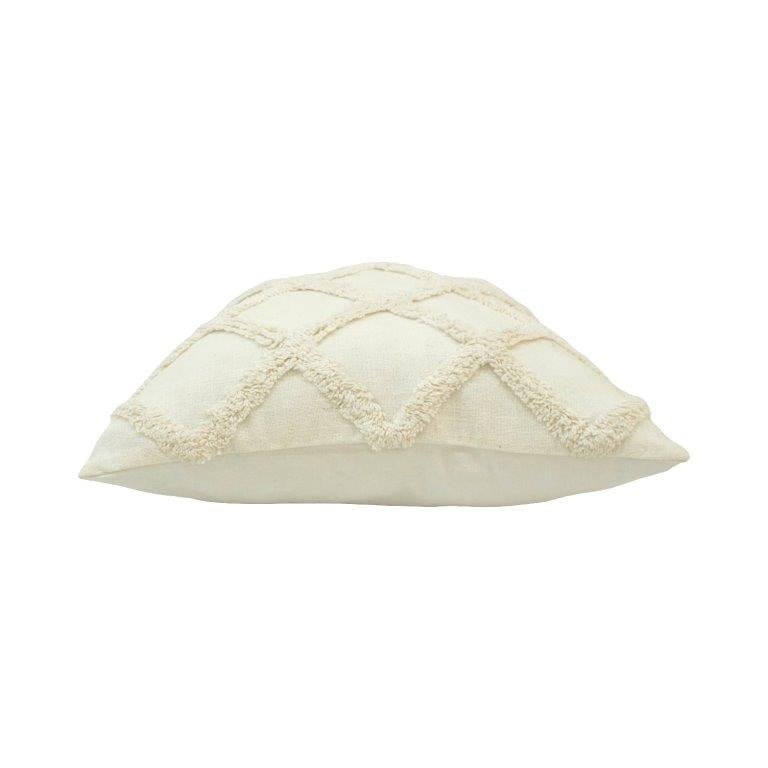 Ivory Tufted Cotton Cushion Cover | Geometric Textured Throw Pillow Cover | 45x45 cm - Bulk manufacturer & supplier from Panipat, India