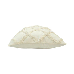 Ivory Tufted Cotton Cushion Cover | Geometric Textured Throw Pillow Cover | 45x45 cm