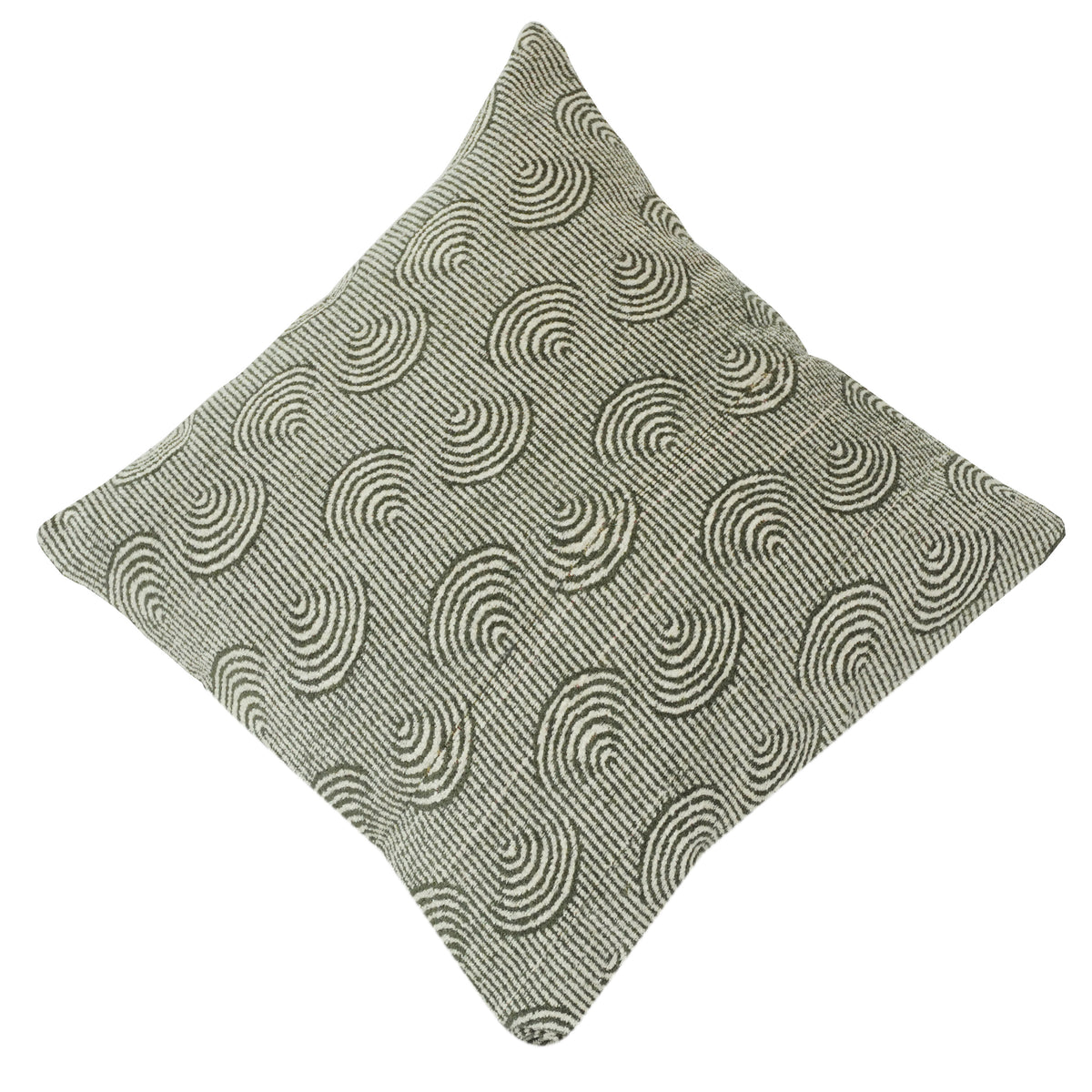 Green & Ivory Geometric Jacquard Cotton Cushion Cover | 100% Cotton Textured Throw Pillow Cover | Modern Minimalist Décor | 18x18 Inch - Bulk manufacturer & supplier from Panipat, India