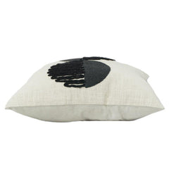 Abstract Geometric Embroidered Cotton Cushion Cover 45x45 cm | Modern Black Minimalist Design