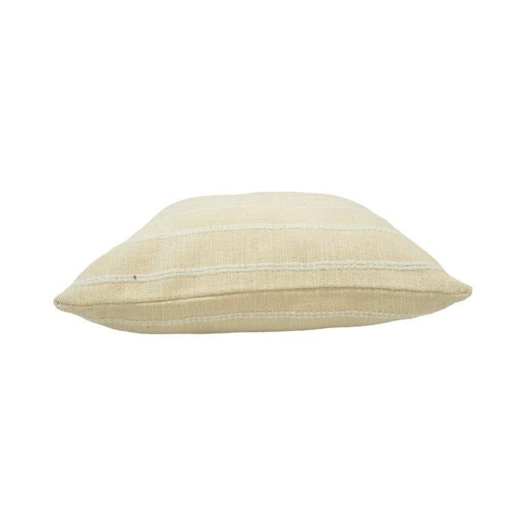 Handmade Textured Cotton Cushion Cover 45x45 cm | Cream Striped Boho Pillow Cover | Minimalist Decorative Cushion - Bulk manufacturer & supplier from Panipat, India