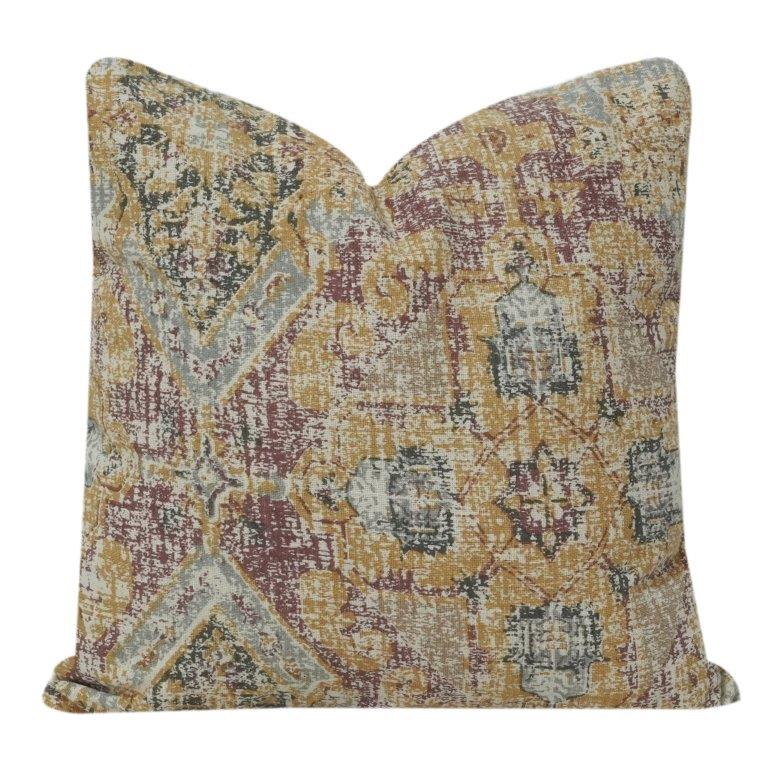 Vintage Distressed Tribal Cotton Cushion Cover | Multicolor Boho Geometric Pillow Case | 18x18 Inch Decorative Throw