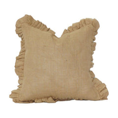 Rustic Natural Jute Cushion Cover with Ruffled Edges | Textured Neutral Throw Pillow Cover | Farmhouse Boho Decor