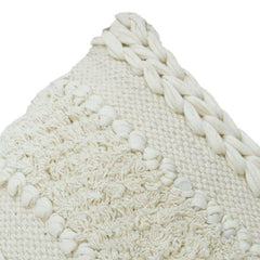 Handmade Cotton Tufted Cushion Cover 45x45 cm | Textured Boho Decorative Pillow | Neutral Woven Throw Cushion