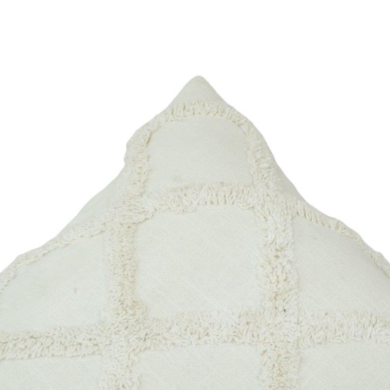 Ivory Tufted Cotton Cushion Cover | Geometric Textured Throw Pillow Cover | 45x45 cm - Bulk manufacturer & supplier from Panipat, India