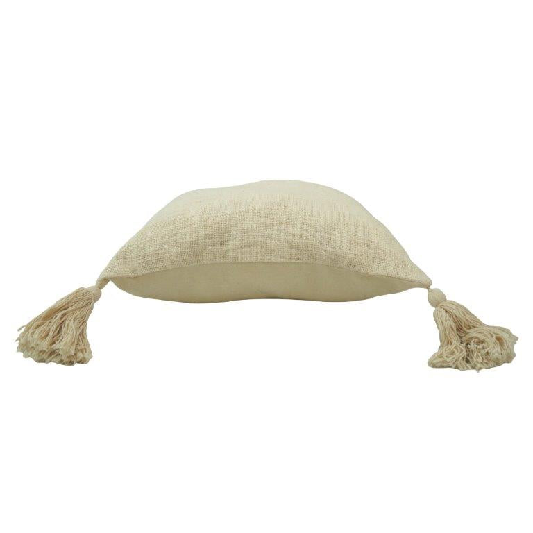 Natural Cotton Tassel Cushion Cover | Neutral Beige Decorative Pillow Cover | 45x45 cm - Bulk manufacturer & supplier from Panipat, India