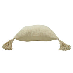 Natural Cotton Tassel Cushion Cover | Neutral Beige Decorative Pillow Cover | 45x45 cm