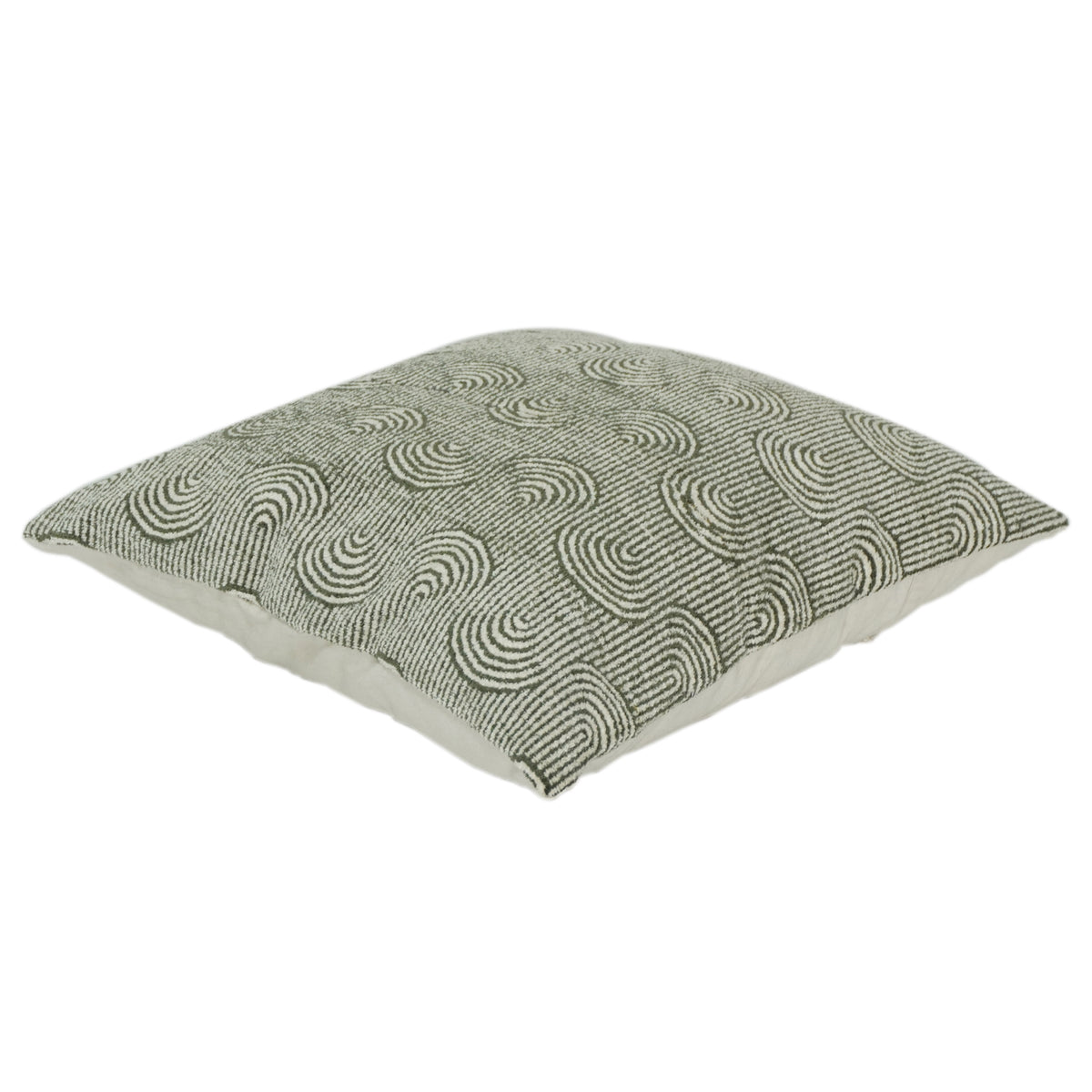 Green & Ivory Geometric Jacquard Cotton Cushion Cover | 100% Cotton Textured Throw Pillow Cover | Modern Minimalist Décor | 18x18 Inch - Bulk manufacturer & supplier from Panipat, India