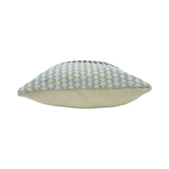 Handmade Woven Cotton Cushion Cover 45x45 cm | Textured Geometric Pattern in Blue & Grey