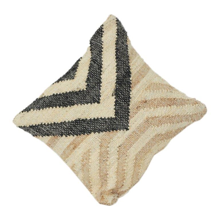 Handmade Jute Cushion Cover 45x45 cm | Geometric Chevron Pattern | Natural Boho Decorative Pillow Cover - Bulk manufacturer & supplier from Panipat, India