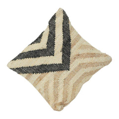 Handmade Jute Cushion Cover 45x45 cm | Geometric Chevron Pattern | Natural Boho Decorative Pillow Cover