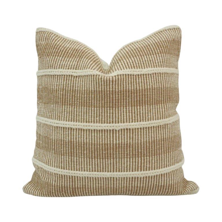 Handmade Cotton Striped Cushion Cover | Neutral Woven Textured Pillow Cover | 45x45 cm - Bulk manufacturer & supplier from Panipat, India