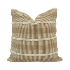 Handmade Cotton Striped Cushion Cover | Neutral Woven Textured Pillow Cover | 45x45 cm