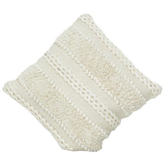 Handmade Cotton Tufted Cushion Cover 45x45 cm | Textured Boho Decorative Pillow | Neutral Woven Throw Cushion