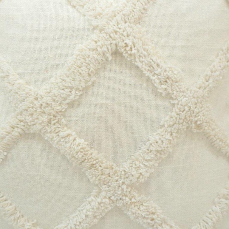 Ivory Tufted Cotton Cushion Cover | Geometric Textured Throw Pillow Cover | 45x45 cm - Bulk manufacturer & supplier from Panipat, India