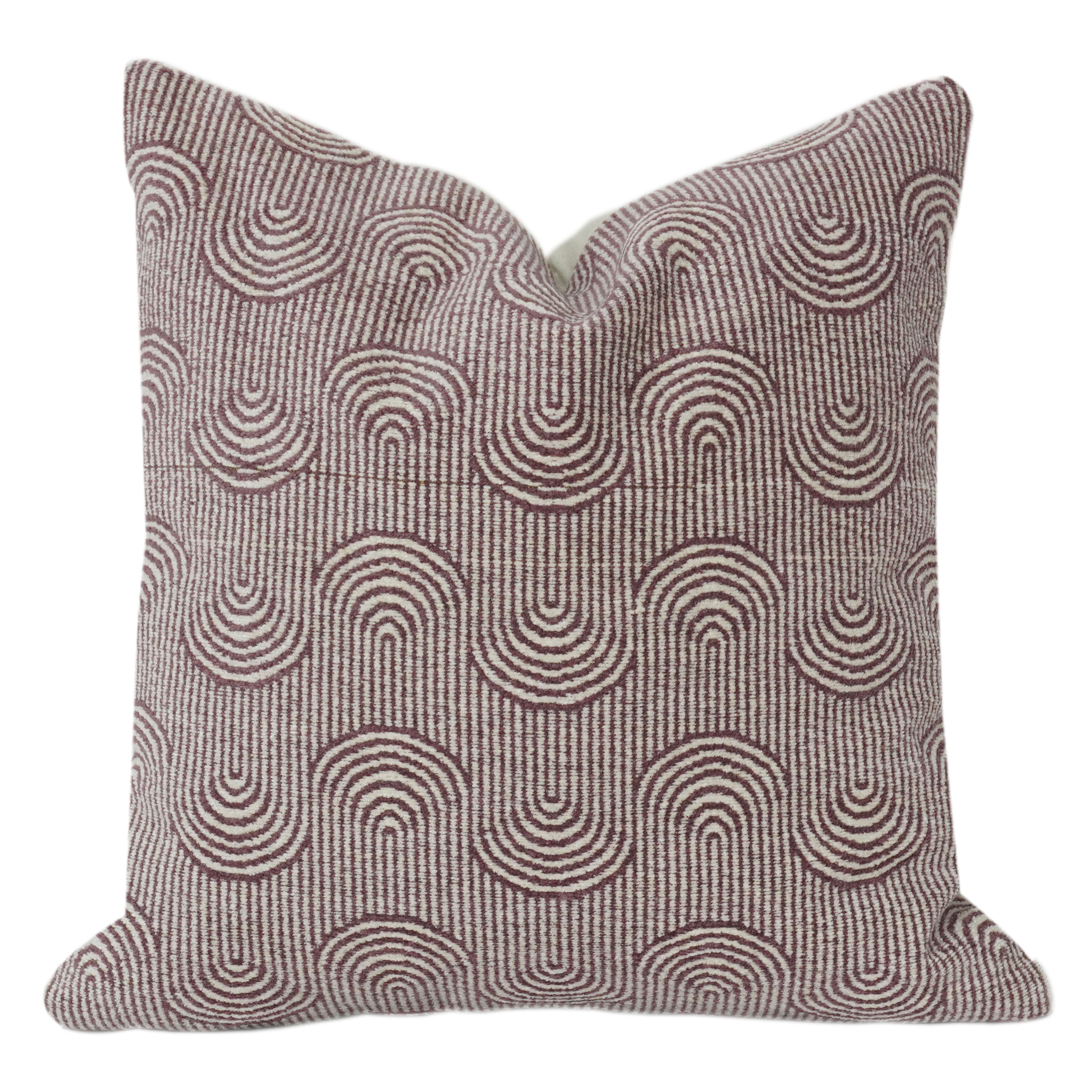 Wine & Ivory Geometric Jacquard Cotton Cushion Cover – 100% Cotton Textured Woven Pattern | Modern Decorative Pillow Cover 18x18 Inch