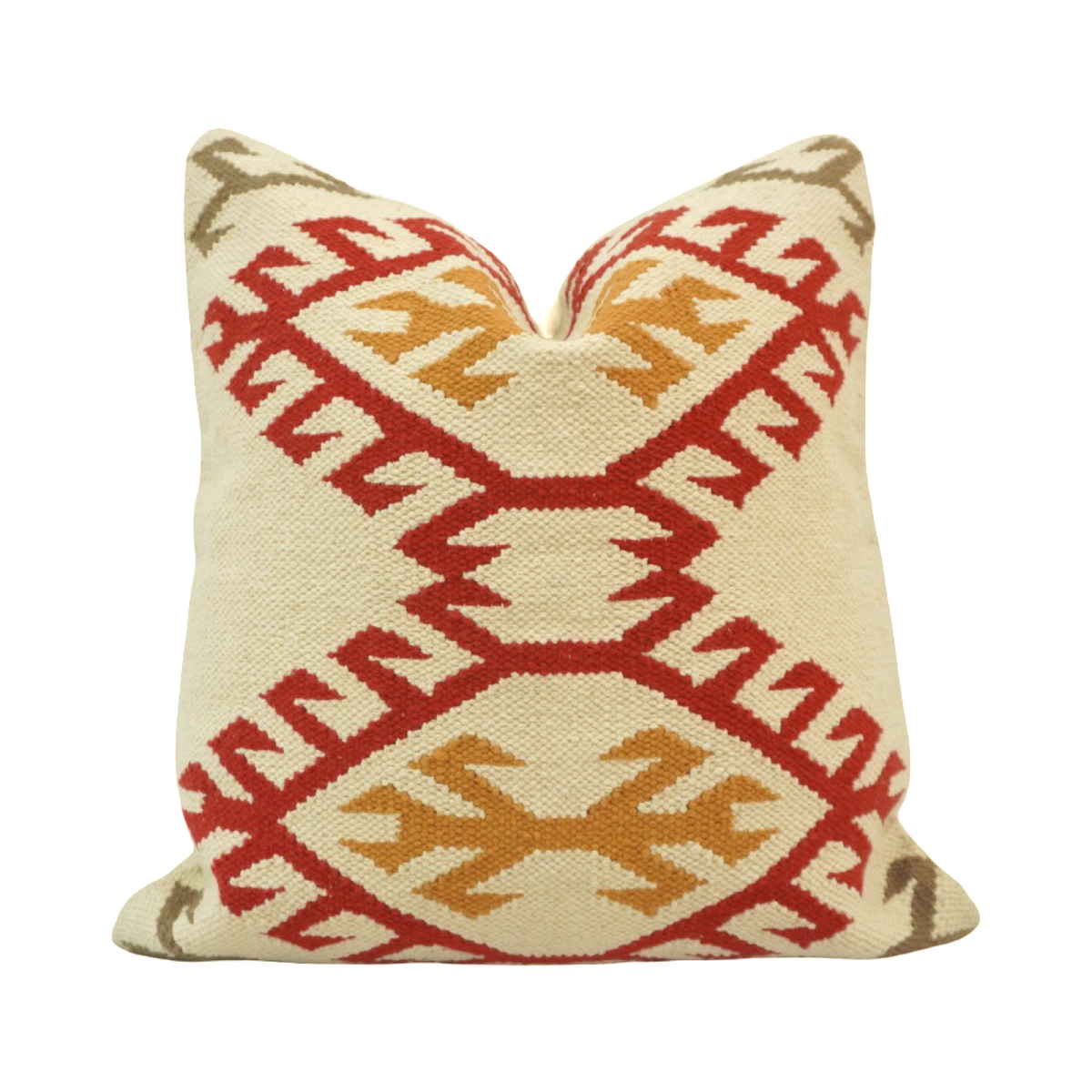 Handwoven Tribal Geometric Cotton Cushion Cover 45x45 cm | Boho Embroidered Decorative Pillow Cover for Sofa & Living Room - Bulk manufacturer & supplier from Panipat, India