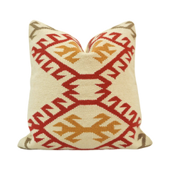 Handwoven Tribal Geometric Cotton Cushion Cover 45x45 cm | Boho Embroidered Decorative Pillow Cover for Sofa & Living Room
