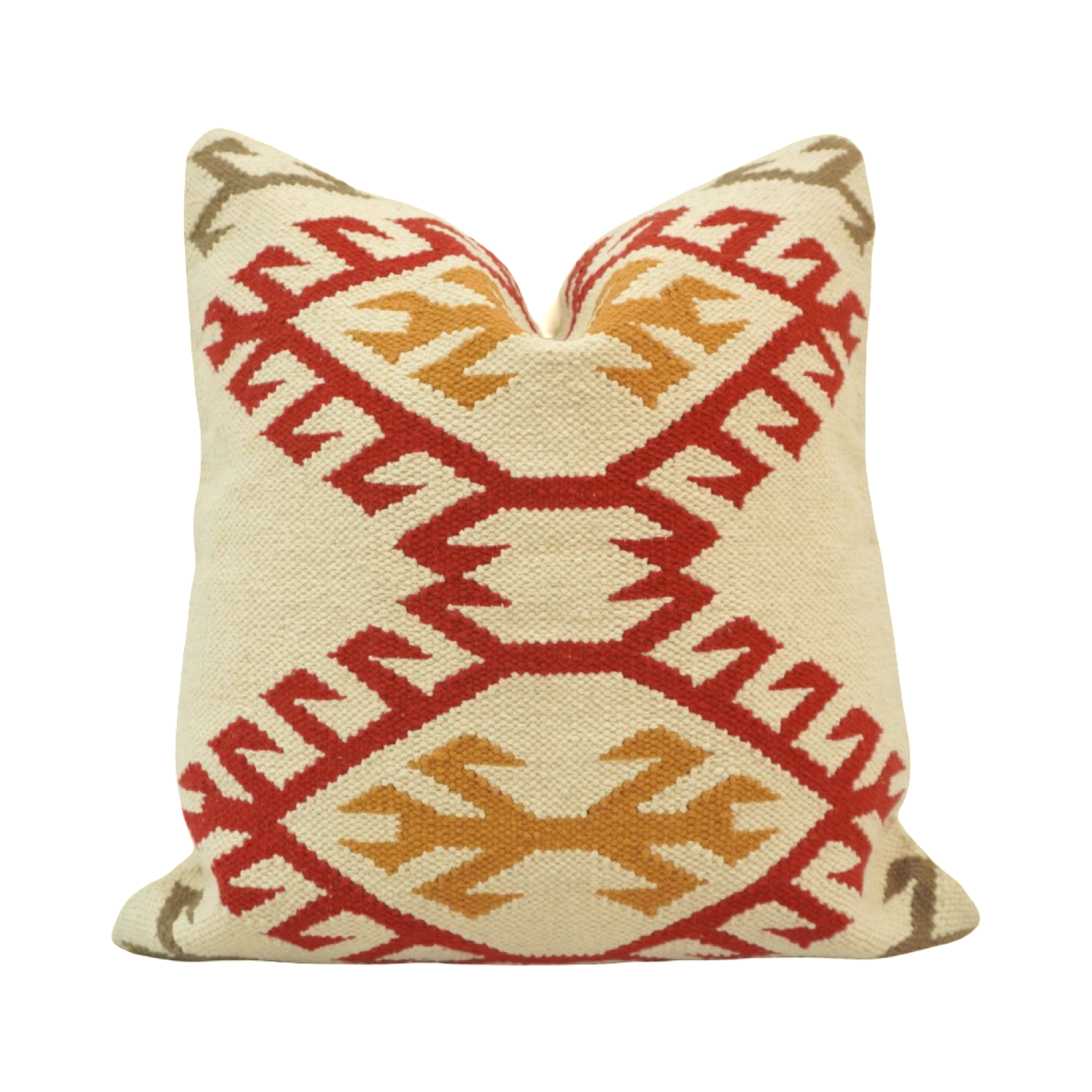 Handwoven Tribal Geometric Cotton Cushion Cover 45x45 cm | Boho Embroidered Decorative Pillow Cover for Sofa & Living Room