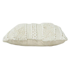 Handmade Cotton Tufted Cushion Cover 45x45 cm | Textured Boho Decorative Pillow | Neutral Woven Throw Cushion