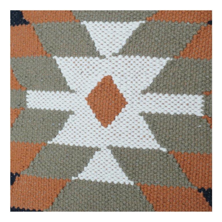 Geometric Diamond Pattern Embroidered Cotton Cushion Cover | Boho Tribal Design | 18x18 Inch Decorative Pillow Case - Bulk manufacturer & supplier from Panipat, India