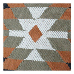 Geometric Diamond Pattern Embroidered Cotton Cushion Cover | Boho Tribal Design | 18x18 Inch Decorative Pillow Case