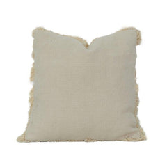 Housse de coussin en coton texturé minimaliste à bords effilochés – 45x45 cm | Housse de coussin décorative beige neutre