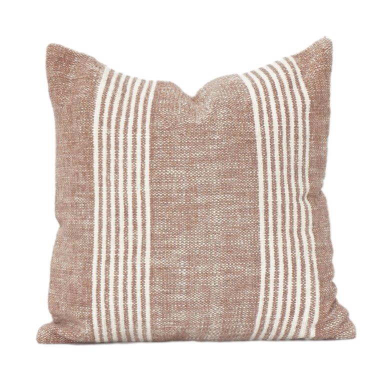Handwoven Cotton Cushion Cover 45x45 cm | Rustic Striped Textured Pillow Cover | Boho Minimalist Home Décor