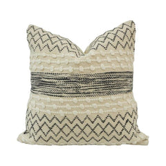 Handmade Black & Ivory Geometric Cotton Cushion Cover | Textured Woven Boho Pillow Cover | 45x45 cm