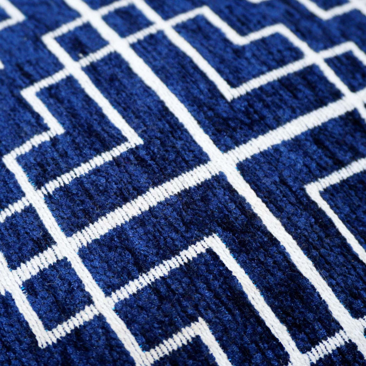 Handwoven Jacquard Cotton Cushion Cover 45x45 cm | Blue & White Geometric Pattern | Decorative Square Throw Pillow Cover | Hidden Zipper | Modern Home Décor - Bulk manufacturer & supplier from Panipat, India