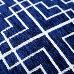 Handwoven Jacquard Cotton Cushion Cover 45x45 cm | Blue & White Geometric Pattern | Decorative Square Throw Pillow Cover | Hidden Zipper | Modern Home Décor