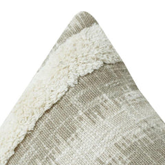 Textured Cotton Cushion Cover with Woven Stripes & Tufted Detail | Neutral Boho Throw Pillow Cover | 18x18 Inch
