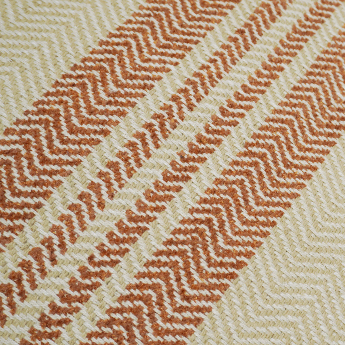 Handwoven Cream & Rust Zigzag Pattern Cushion Cover – 45 x 45 cm