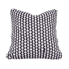 Handmade Geometric Embroidered Cotton Cushion Cover 45x45 cm | Black & Ivory Decorative Throw Pillow Cover | Modern Boho Home Décor