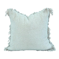 Ivory 100% Cotton Cushion Cover with Textured Finish & Fringe Edges | Soft Minimal Decorative Pillow Cover | 45x45 cm