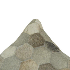 Handcrafted Genuine Hair-On Leather Hexagon Patchwork Cushion Cover – Natural Multi-Tone | 45 x 45 cm