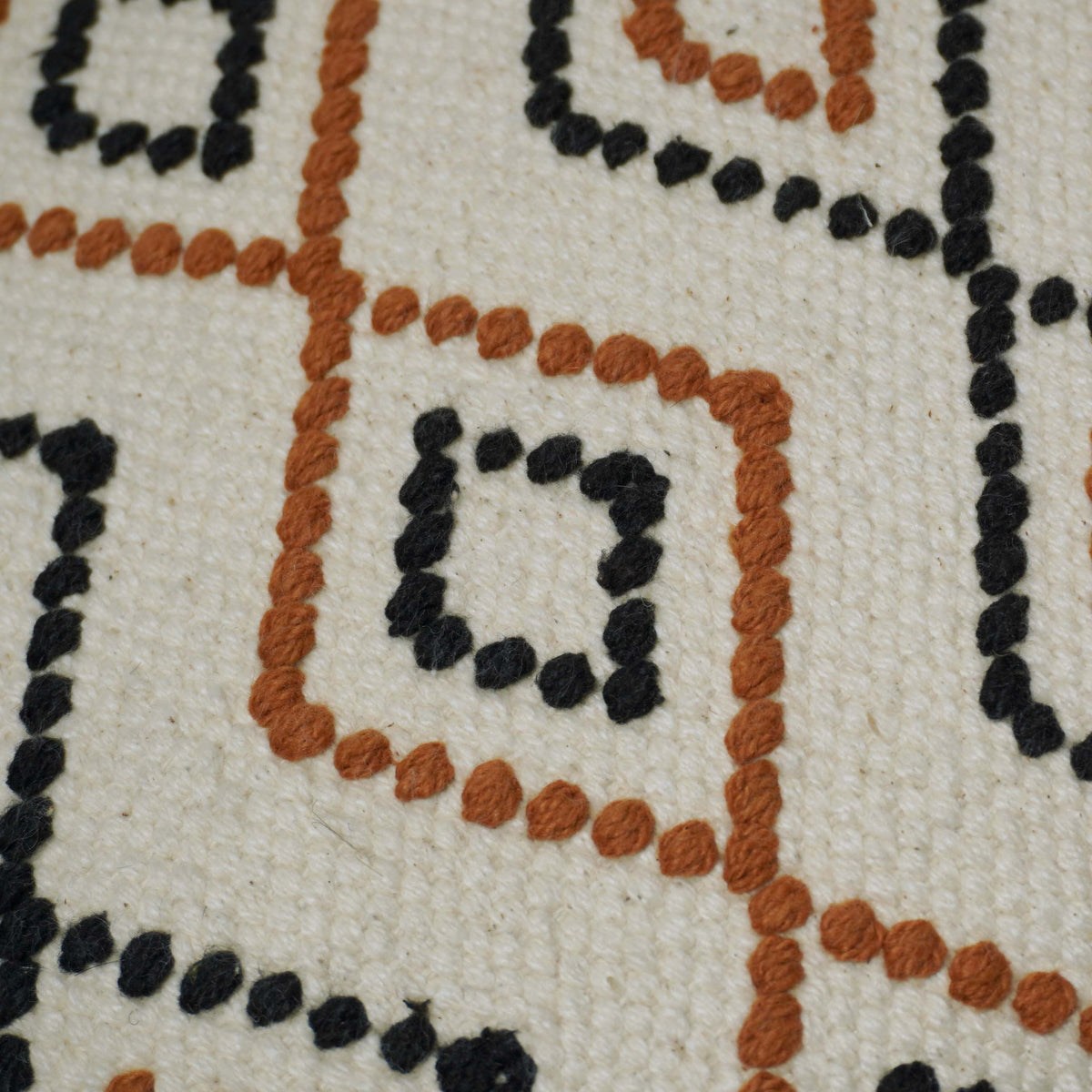 Handwoven Cotton Cushion Cover 45x45 cm | Geometric Diamond Pattern | Decorative Throw Pillow Cover | Boho Modern Sofa Cushion Cover | Hidden Zipper