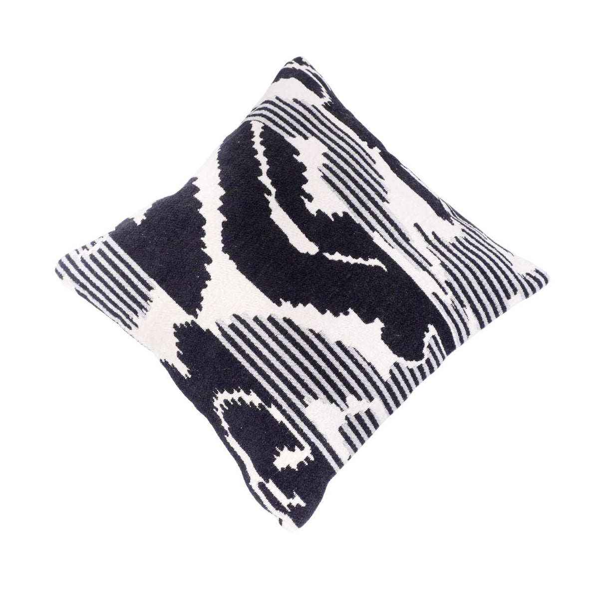 Modern Abstract Black & White Jacquard Cushion Cover 45x45 cm | Geometric Woven Cotton Cushion Cover | Contemporary Decorative Throw Pillow Cover - Bulk manufacturer & supplier from Panipat, India