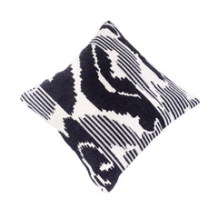 Modern Abstract Black & White Jacquard Cushion Cover 45x45 cm | Geometric Woven Cotton Cushion Cover | Contemporary Decorative Throw Pillow Cover
