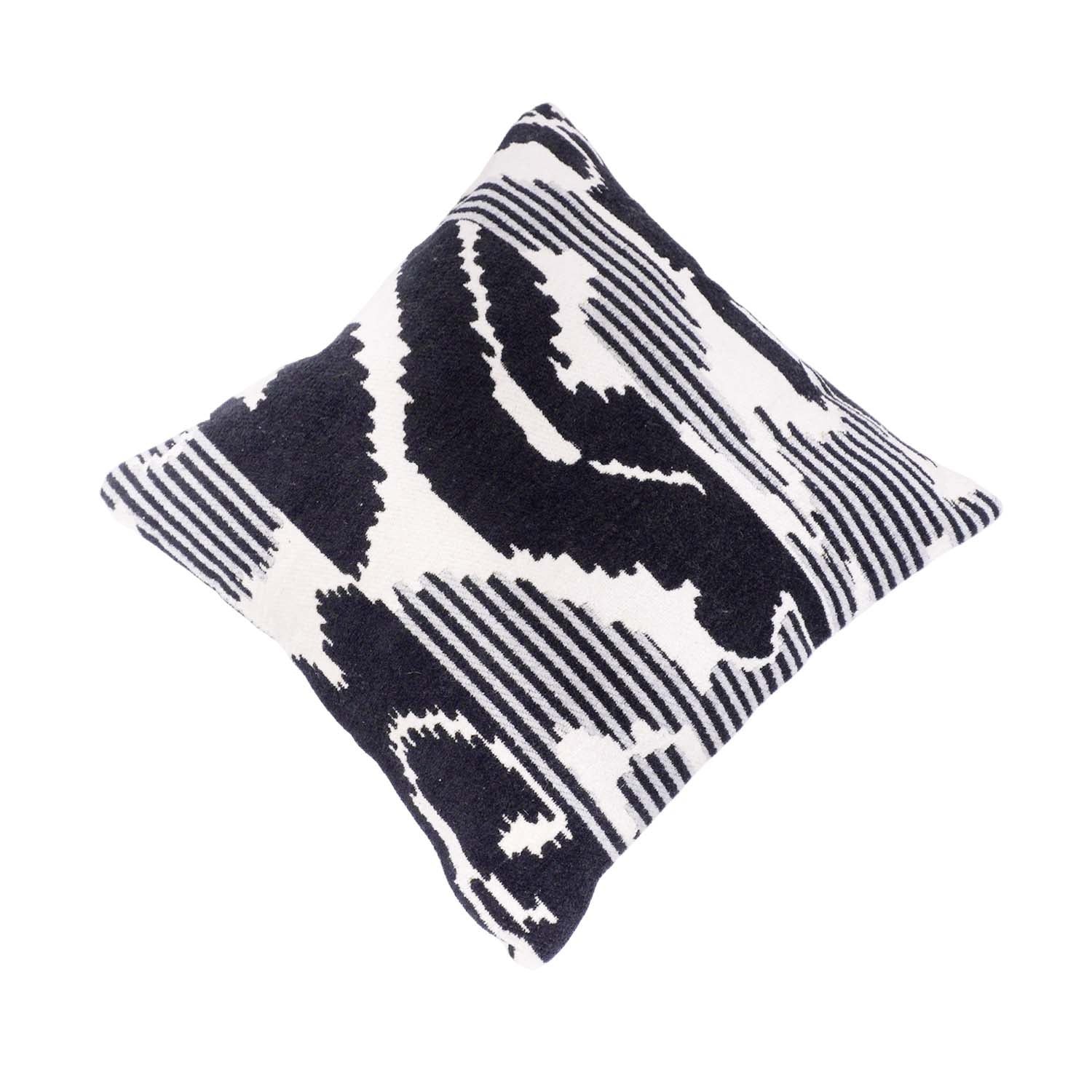 Modern Abstract Black & White Jacquard Cushion Cover 45x45 cm | Geometric Woven Cotton Cushion Cover | Contemporary Decorative Throw Pillow Cover