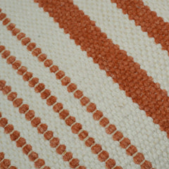 Handwoven Cotton Striped Cushion Cover 45x45 cm | Woven Textured Throw Pillow Cover | Rust & Ivory Decorative Cushion Cover | Hidden Zipper | 18x18 Inch
