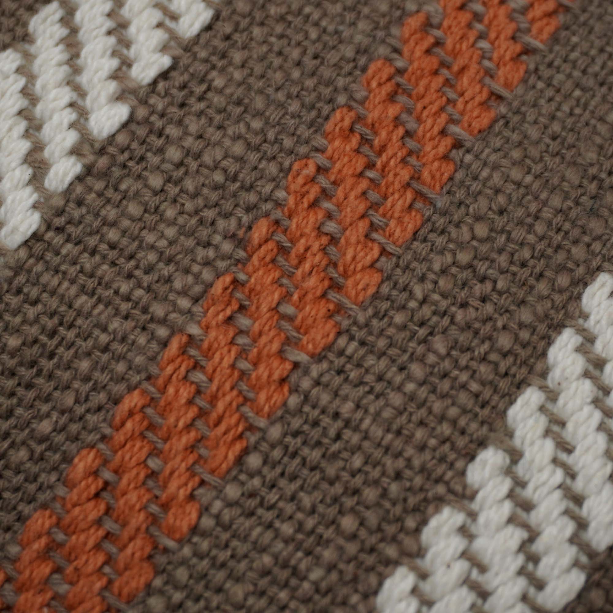 Handwoven Cotton Cushion Cover 35 x 50 cm | Brown, Rust & Ivory Striped Woven Lumbar Cushion Cover | Decorative Rectangular Throw Pillow Cover with Hidden Zipper