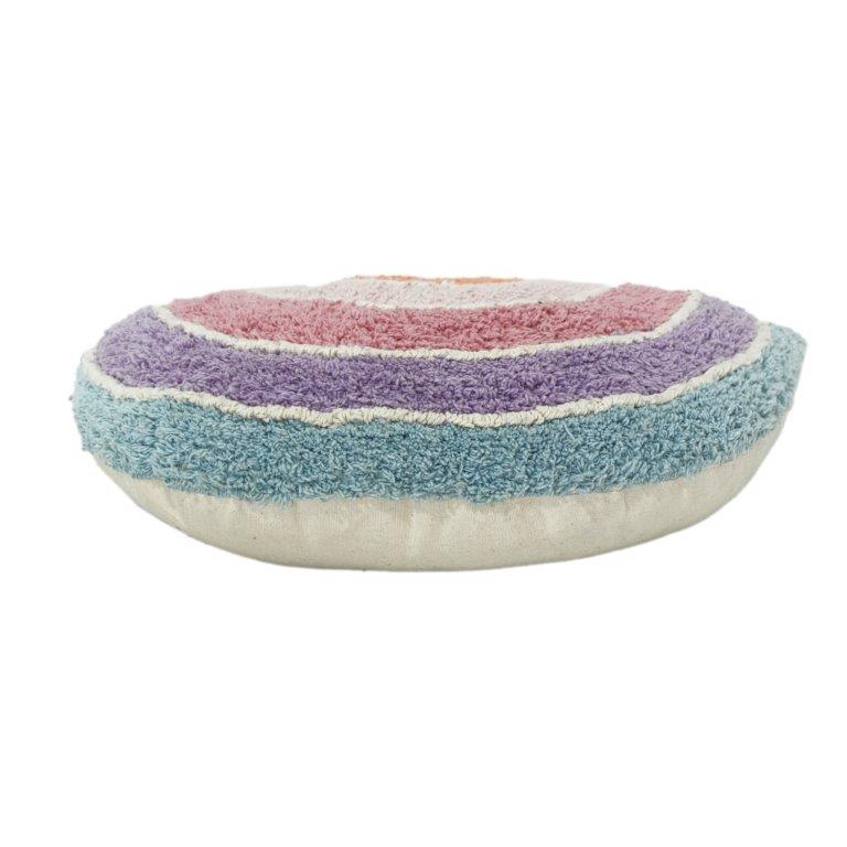 Tufted Rainbow Cotton Cushion Cover – Multicolor Textured Arch Design (35 x 50 cm) - Bulk manufacturer & supplier from Panipat, India