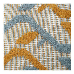 Abstract Zigzag Embroidered Cotton Cushion Cover 45x45 cm | Mustard & Grey Textured Design