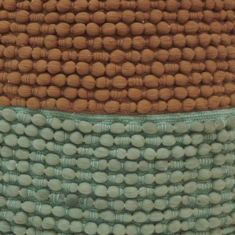 Handwoven Bobble Textured Polyester Cushion Cover – Dual Tone Rust & Sage Green | 45x45 cm