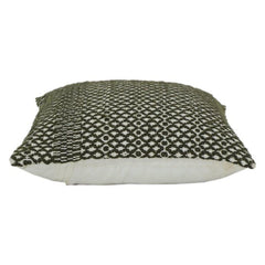 Olive Green Geometric Embroidered Cotton Cushion Cover | Textured Boho Throw Pillow Cover | 18x18 Inch